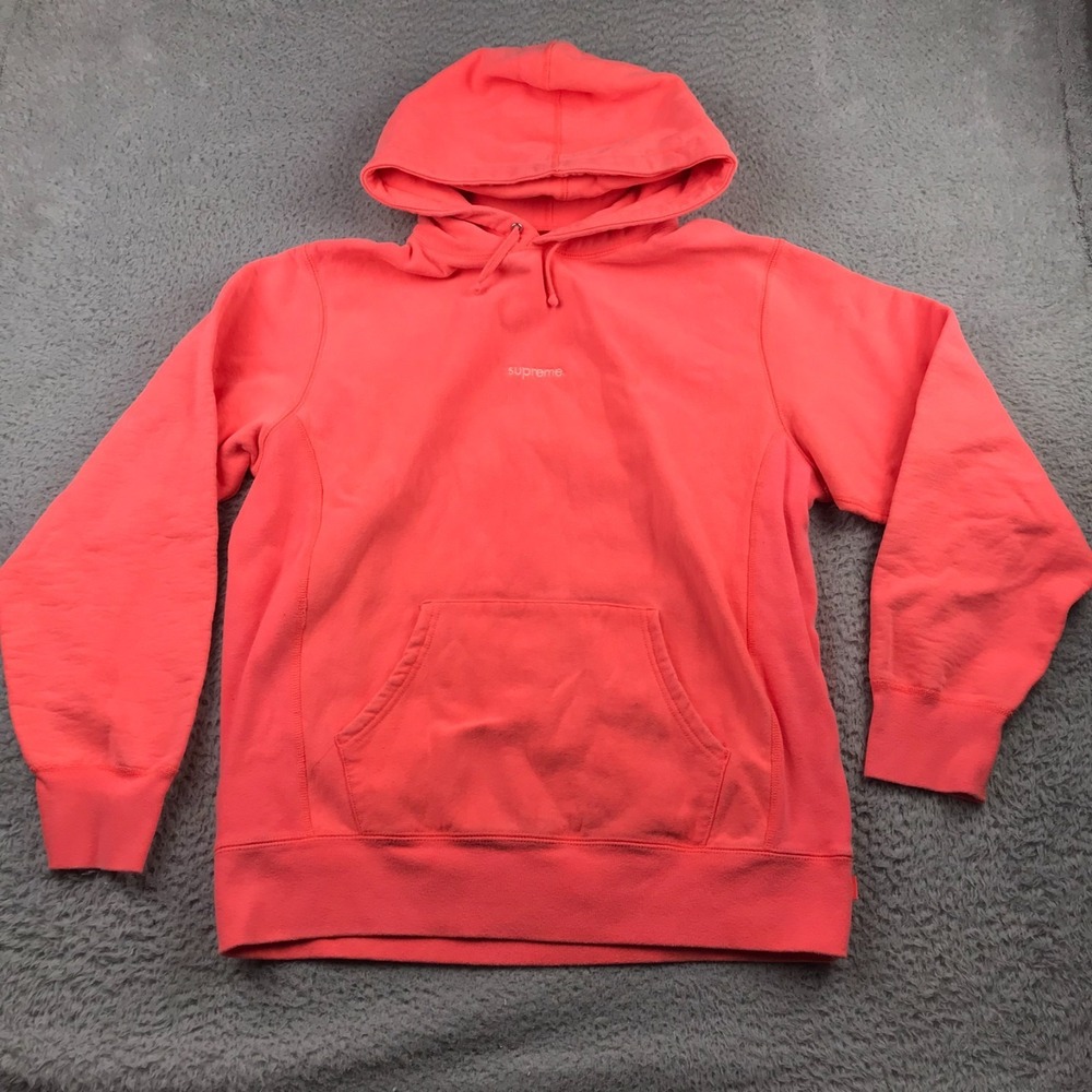 Supreme‎ Trademark Hooded Sweatshirt Mens L Fluorescent Pink Embroidered Hoodie